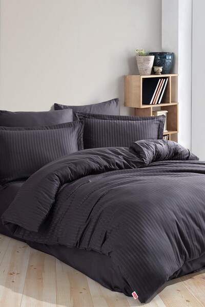 HOBBY - Hobby Çizgili Satin Jacquard Double Duvet Cover Set