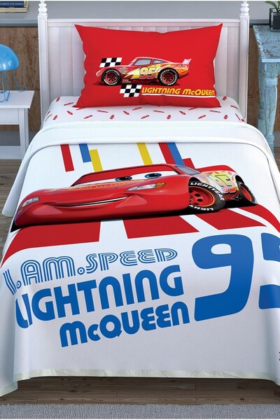 TAÇ - Taç Lisanslı Disney Cars Racing Hero Pamuklu Tek Kişilik Pike Takımı