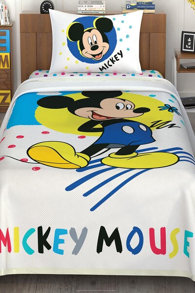 TAÇ - Taç Lisanslı Disney Mickey Mouse Colour Queen Pamuklu Tek Kişilik Pike Takımı