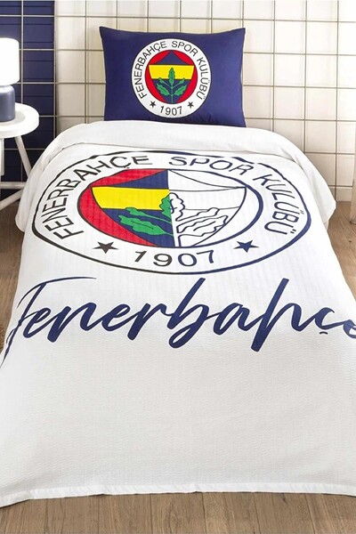 TAÇ - Taç Lisanslı Fenerbahçe Yarım Logo Pamuklu Tek Kişilik Pike Takımı