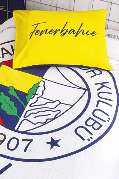 TAÇ - Taç Lisanslı Fenerbahçe Yarım Logo Pamuklu Tek Kişilik Pike Takımı (1)