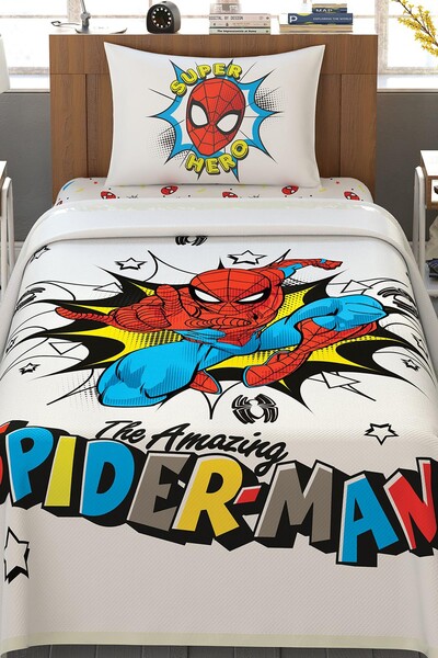 TAÇ - Taç Lisanslı Spiderman Süper Hero Pamuklu Tek Kişilik Pike Takımı